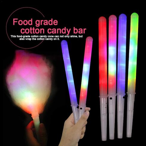 100 PCS LED Cotton Candy Candy ، عصي حلوى القطن المتوهجة ، 8 أنماط ملونة LED Cotton Candy Glow العصي لصانع حلوى القطن ، السلامة القابلة لإعادة الاستخدام المواد الدراسية المادة مارشمية العصي in Kuwait