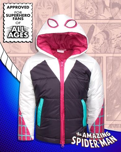 سترة Marvel Boys 'Puffer - Spiderman ، Miles ، و Spider Gwen Quilted lex up stack stack stacked مقنعين معزولة للأولاد (2T -7) ، حجم 4T ، مايلز موراليس الأسود in Saudi Arabia