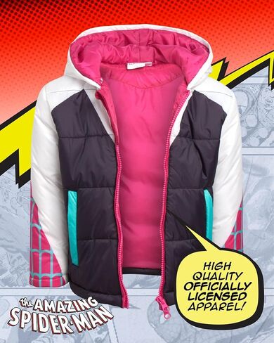 سترة Marvel Boys 'Puffer - Spiderman ، Miles ، و Spider Gwen Quilted lex up stack stack stacked مقنعين معزولة للأولاد (2T -7) ، حجم 4T ، مايلز موراليس الأسود in Saudi Arabia