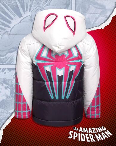 سترة Marvel Boys 'Puffer - Spiderman ، Miles ، و Spider Gwen Quilted lex up stack stack stacked مقنعين معزولة للأولاد (2T -7) ، حجم 4T ، مايلز موراليس الأسود in Saudi Arabia