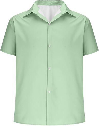 Business Casual Tops for Men Summer Short Sleeve Collared Button Down Dress Shirts Mens Stylish Office Work Blouses in Kuwait