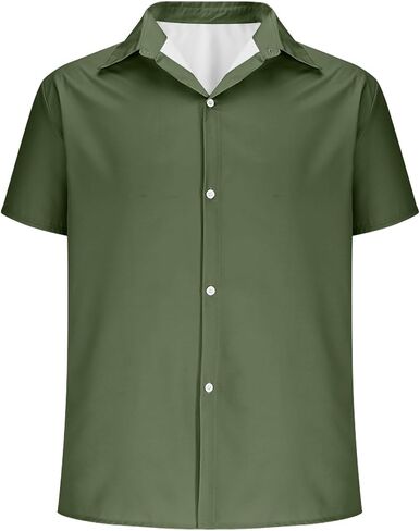 Business Casual Tops for Men Summer Short Sleeve Collared Button Down Dress Shirts Mens Stylish Office Work Blouses in Kuwait