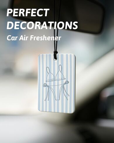 Blue Preppy Beach Car Air Freshener 4 Pcs, Coastal Preppy Beach Seashell Matchbox Bikini Hanging Air Freshener for Cars Closet Drawer Books, Blue Girly Car Accessories Mirror Decor for Women in Kuwait