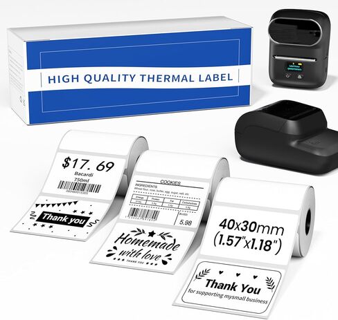 الملصقات الحرارية لـ M110/M221/M220/M120/M200 ، 1.57 "x1.18" (40 × 30 مم) ، 690 علامة/3 لفات ، متوافقة مع صانع الملصقات phomemo ، ملصقات لاصقة متعددة الأغراض للباركود/الشعار/المنزل علامة in Kuwait