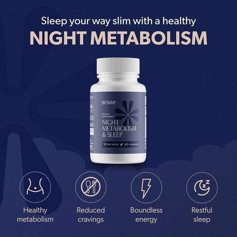 BIOMA Night Metabolism & Sleep - Supports Digestion, Energy Metabolism & Restful Sleep with Melatonin, Vitamin D, Magnesium & More - 180 Capsules (3 Pack, 90-Day Supply) in Saudi Arabia