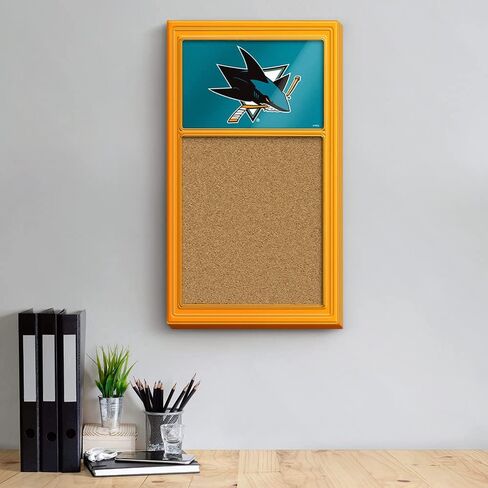 The Fan-Brand NHL San Jose Sharks: Cork Note Board - Sports Team Bar Sign Décor: Home, Dorm, Garage, Office, Fan Cave in Saudi Arabia