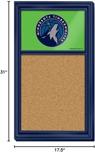 The Fan-Brand NBA Minnesota Timberwolves: Cork Note Board- Sports Decor for Home, Game Room, Fan Cave & Garage - USA Made in Kuwait