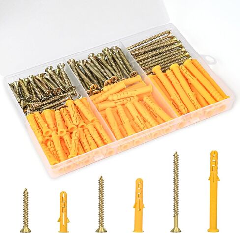 Aovchei Drywall Anchors Kit, 170pcs, 85 Plastic Drywall Anchors and 85 Philips Flat Head Screws, 3 Size #6 * 30#6 * 40#6 * 60, Wall Hanging Kit for Hanging Picture Frame, Shelf Brackets, Curtain Rod in Saudi Arabia