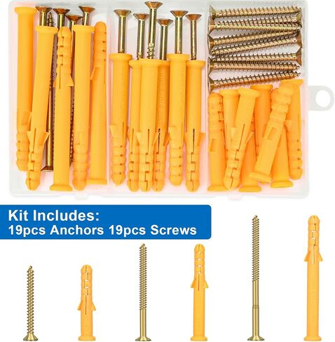 Aovchei Drywall Anchors Kit, 170pcs, 85 Plastic Drywall Anchors and 85 Philips Flat Head Screws, 3 Size #6 * 30#6 * 40#6 * 60, Wall Hanging Kit for Hanging Picture Frame, Shelf Brackets, Curtain Rod in Saudi Arabia
