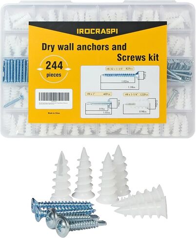 192Pcs Self Tapping Screws Drywall Anchors and Sheet Metal Screw Assortment,4 Size Kit for Installing Drywall, Wood,Metal Sheet Materials in Saudi Arabia