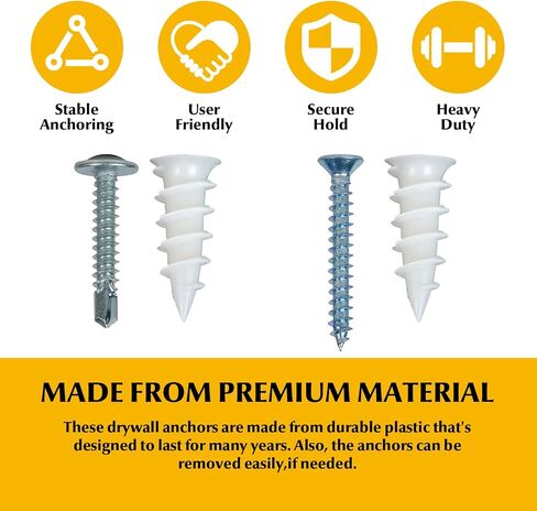 192Pcs Self Tapping Screws Drywall Anchors and Sheet Metal Screw Assortment,4 Size Kit for Installing Drywall, Wood,Metal Sheet Materials in Saudi Arabia