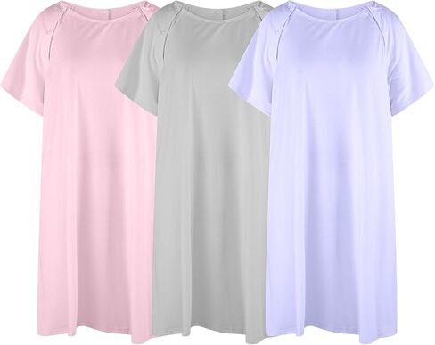 Ramede 3 Pieces Hospital Gown for Women Cotton Labor Delivery Gown for Hospital Maternity Pink Blue Grey in Kuwait