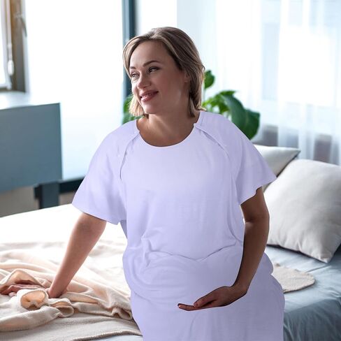 Ramede 3 Pieces Hospital Gown for Women Cotton Labor Delivery Gown for Hospital Maternity Pink Blue Grey in Kuwait