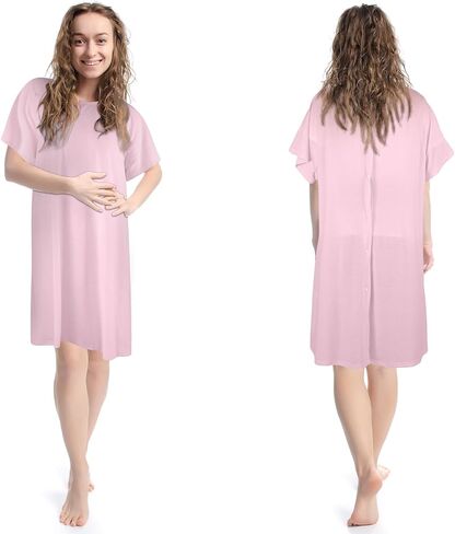 Ramede 3 Pieces Hospital Gown for Women Cotton Labor Delivery Gown for Hospital Maternity Pink Blue Grey in Kuwait