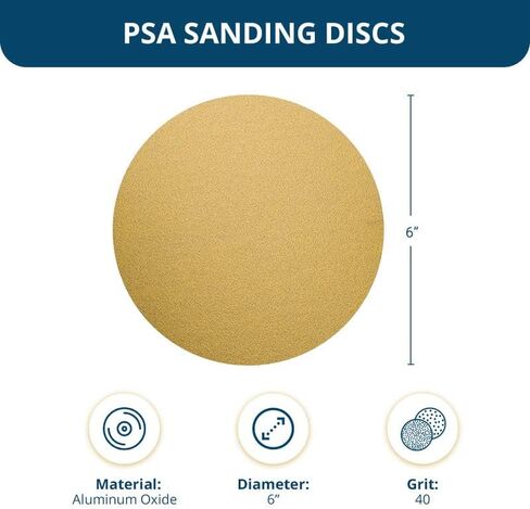 أقراص صنفرة ذاتية اللصق مقاس 6 بوصات من PSA Gold مع حبيبات أكسيد الألومنيوم ورق صنفرة DA للسيارات - بكرة أقراص صنفرة مقاس 6 بوصات - آلات صنفرة مدارية لمزج السطح (100 قرص)، 80 حبيبة in Kuwait