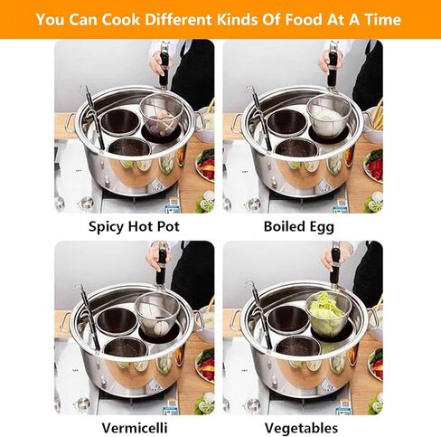 Kitchen Pasta Cooker Set, Spaghetti & Noodle Cooker & Stainless Steel Food Steamer, Includes 3/4-Hole Divider + 35cm/40cm Pot + 3/4 Strainer Basket & Hanging Lid, Easy to in Saudi Arabia