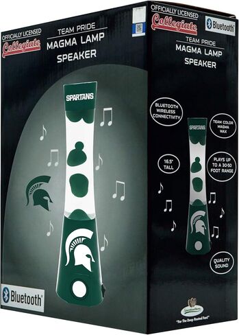 NCAA Michigan State Spartans 16.5" Magma Lamp with Built-in Bluetooth Speaker & Standard Outlet Connection - 30'-50' Range Merchandise Decor - Ideal Fan Gifts & Home or Office Decoration in Saudi Arabia