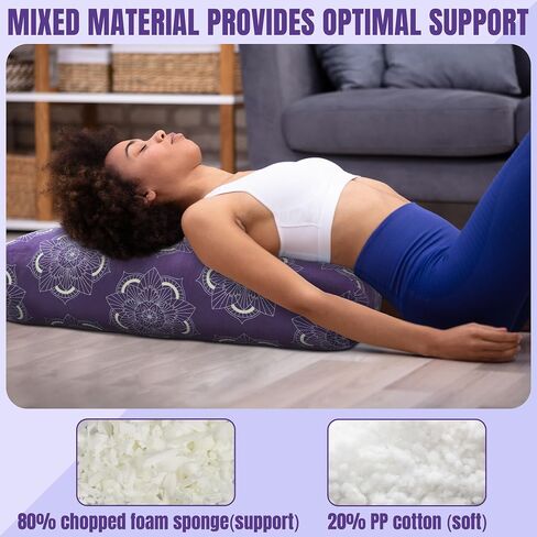 MABOZOO Yoga Bolster Pillow, Rectangular Yoga Bolster for Restorative & Meditation, Professional Meditation Cushion with Carry Handle in Saudi Arabia