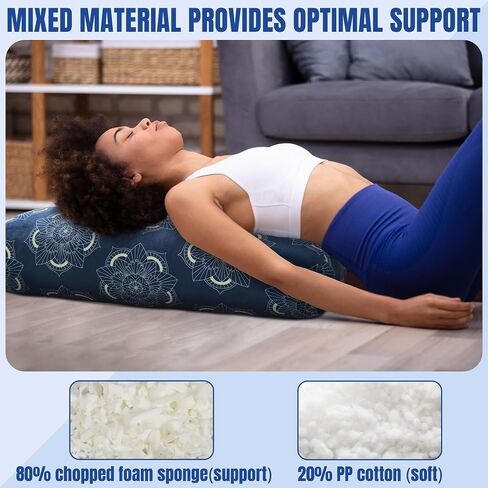 MABOZOO Yoga Bolster Pillow, Rectangular Yoga Bolster for Restorative & Meditation, Professional Meditation Cushion with Carry Handle in Saudi Arabia
