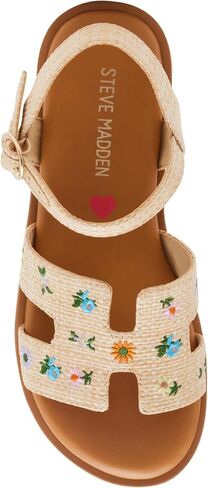 Steve Madden Girls Shoes Girls Haydlyn Flat Sandal, Floral Raffia, 2 Little Kid in Saudi Arabia
