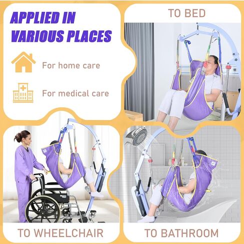 Full Body Patient Lift Sling for Patient/Senior/Elderly/Caregiver/Elderly/Disabled/Bedridden to Transfers | Repositioning | Lifting | Showering,with 1pc Laundry Bag (Purple, Large) in Kuwait