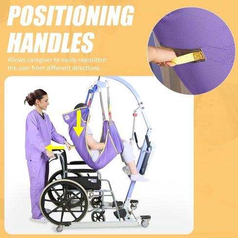Full Body Patient Lift Sling for Patient/Senior/Elderly/Caregiver/Elderly/Disabled/Bedridden to Transfers | Repositioning | Lifting | Showering,with 1pc Laundry Bag (Purple, Large) in Kuwait