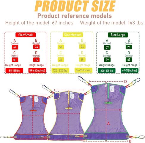 Full Body Patient Lift Sling for Patient/Senior/Elderly/Caregiver/Elderly/Disabled/Bedridden to Transfers | Repositioning | Lifting | Showering,with 1pc Laundry Bag (Purple, Large) in Kuwait