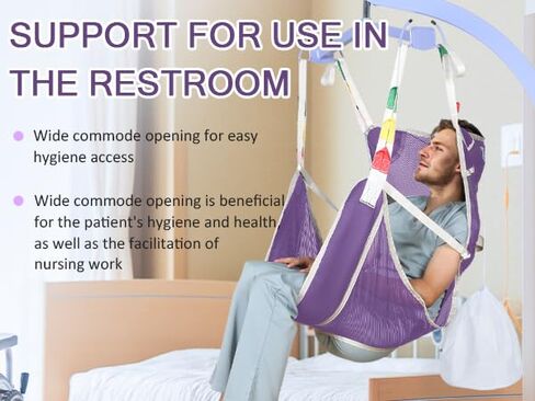 Universal Full Body Transfer Lift Sling with Commode Opening for Toileting-Shower Sling for Elderly and Patient Transfers | Repositioning | Lifting,with 1pc Laundry Bag (Grey, Large) in Kuwait
