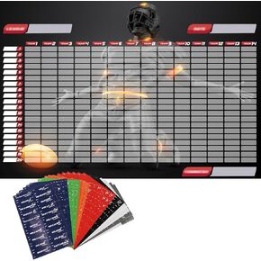 VOOVOO Extra Large Fantasy Football Draft Board 2025-2026 Kit, 6 * 4 Ft Premium Color Waterproof Fantasy Draft Board - 14 Teams 20 Rounds, Include 480+ Labels (Top Rookie Sticker), Blank Stickers in Saudi Arabia