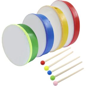 Zorfeter 4 PCS Hand Drums ، Multicolor Wood Frame Strup Stick Stick for Beginners Home Party Supplies (12 "، 10" ، 8 "، 6") in Kuwait