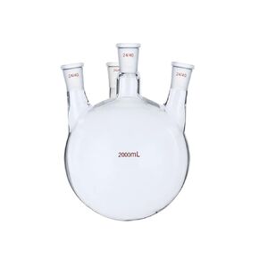 2000ml 24/40 4-Neck Glass Flask Round Bottom Four Necks Vessel Lab Boiling Bottle in Kuwait