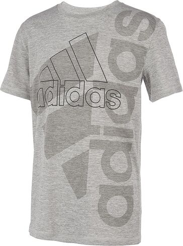Adidas Boys's Short Sereve Performance Logo T-Shirt tee ، أزرق/أخضر ، صغير (8) in Kuwait