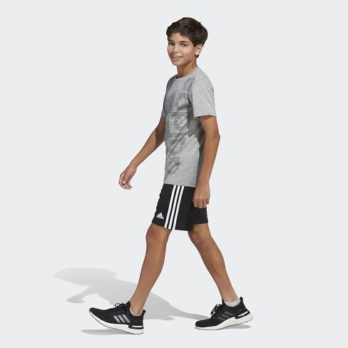 Adidas Boys's Short Sereve Performance Logo T-Shirt tee ، أزرق/أخضر ، صغير (8) in Kuwait
