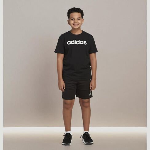 adidas Boys' Short Sleeve Aeroready Performance Logo Tee T-Shirt, Blue/Green, Small (8) in Kuwait