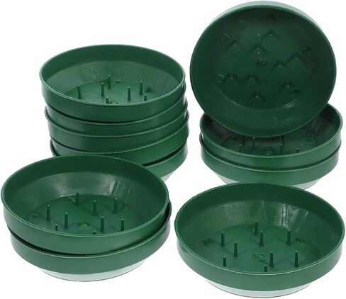 Tehaux Round Plastic Design Bowl Green: 10pcs 5.7inch diameter transement base - صينية رغوة الأزهار البلاستيكية - أوعية رغوة الأزهار لترتيب الزهور - 5.71 "x5.71" x1.57 " in Kuwait