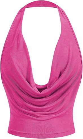Soly Hux Women's Cowl Neck Halter Neck Out Out Tops Open Open Slyveless Y2K محصول خزان محصول in Saudi Arabia