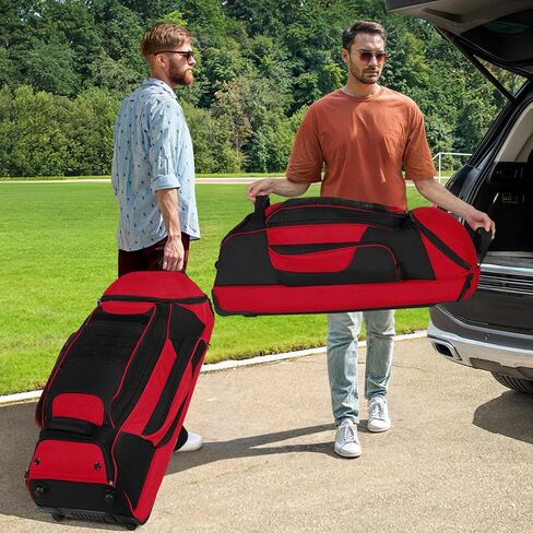 Catchers Gear Bag with Wheels, Rolling Baseball & Softball Catchers Bags with 4 Bat Sleeves, Fence-Hooks, Separate Shoe Compartments and Multi-Pockets in Saudi Arabia