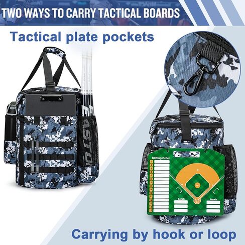 Baseball Bucket Bag, Softball Coaches Bag with Padded Seat, Bucket Cover with Insulated Pocket and Hidden Helmet Holder in Kuwait