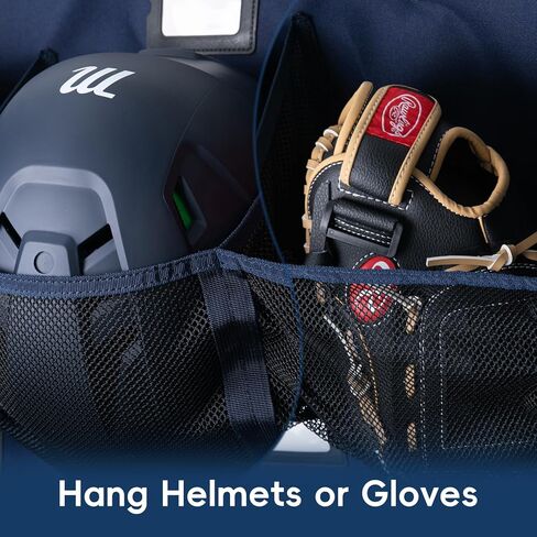 منظم مخبأ البيسبول/الكرة اللينة - 15+ حقيبة تخزين خوذة وقفازات ، ونسيج 900D من الدرجة العسكرية و 6 خطافات فولاذية معززة in Kuwait