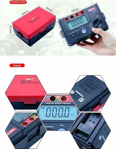 Uni-T Uni-Trend UT521 UT522 Digital Earth Earth Ground Resistance AC Earth Resulation Resultance Restenser Tester Light Weight Resistance Responster Ground Resistance Voltmeter (UT522) in Kuwait