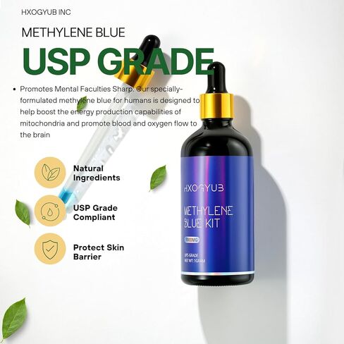 من الدرجة الصيدلانية الأزرق الميثيلين ، محلول 100 مل (1 ٪) ، تم اختبار الطرف الثالث 99+٪ ، ملحق من الدرجة USP ، ملحق صحة الدماغ للبشر ، لا يوجد دعم معرفي فورمالدهايد in Kuwait