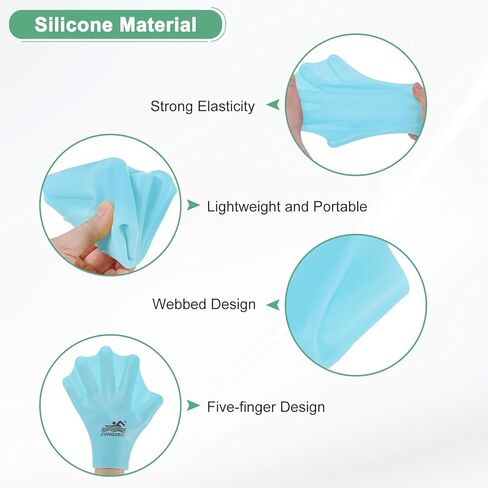 قفازات السباحة السيليكون Webbed Swim Gloves نوع إصبع الضفدع من نوع القفازات التدريب على مقاومة الماء للسباحة/الغوص/التمارين الرياضية المائية in Kuwait