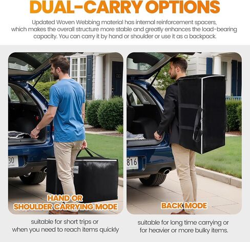 Heavy-Duty & Extra Capacity Moving Bags with Backpack Straps, Storage Totes with Double Zipper & Strong Handles, Packing Bags Alternative to Moving Boxes, Moving Supplies (6 Pack, Black) in Saudi Arabia