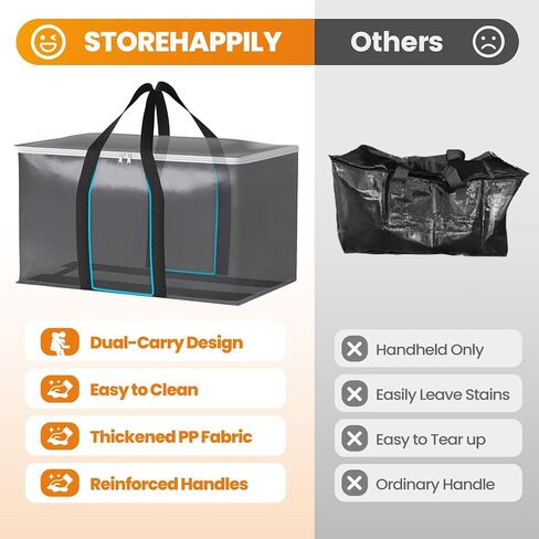 Heavy-Duty & Extra Capacity Moving Bags with Backpack Straps, Storage Totes with Double Zipper & Strong Handles, Packing Bags Alternative to Moving Boxes, Moving Supplies (6 Pack, Black) in Saudi Arabia