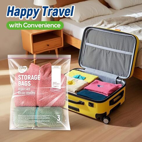 أكياس تخزين قفل 10pcs 3 جالون ، 16 "x18" ، حقيبة فريزر بلاستيكية كبيرة الحجم قابلة لإعادة الاستخدام مع بسحاب ، والملابس ، والسفر ، والتحرك ، وخالية من BPA ، وسميكة 2 ميل in Kuwait