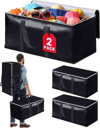 Heavy-Duty & Extra Capacity Moving Bags with Backpack Straps, Storage Totes with Double Zipper & Strong Handles, Packing Bags Alternative to Moving Boxes, Moving Supplies (6 Pack, Black) in Saudi Arabia