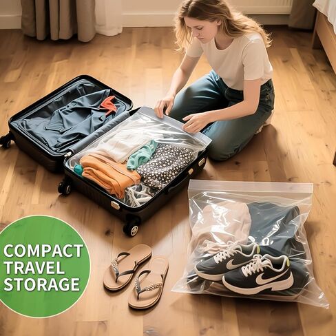 25PACK Large 5 Gallon Zipper Bags for Storage18 x 24 Inch, Large Clear Zipper Bags Reusable for Clothes, Travel, Moving & Freezer Storage Freezer bags,Thick 2 Mil Each Side in Kuwait