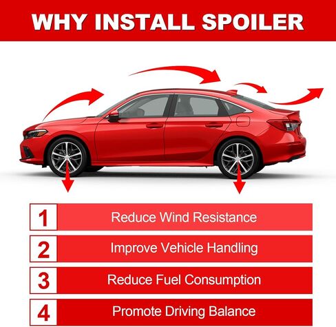 Carbon Fiber Rear Spoiler Wing Compatible with 2022-2025 Honda Civic 11th Gen, Trunk Spoiler for Honda Civic (Carbon Fiber) in Saudi Arabia