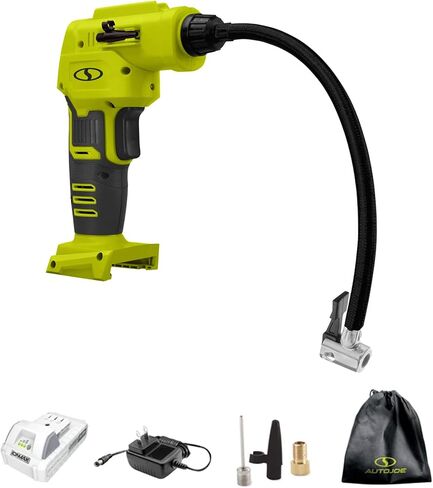 مجموعة ضاغط الهواء المحمول اللاسلكي Auto Joe 24V-AJC1-LTE-P1 24 فولت IONMAX، مع بطارية 2.0 أمبير وشاحن وحقيبة تخزين ومحولات فوهة in Kuwait