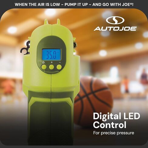 مجموعة ضاغط الهواء المحمول اللاسلكي Auto Joe 24V-AJC1-LTE-P1 24 فولت IONMAX، مع بطارية 2.0 أمبير وشاحن وحقيبة تخزين ومحولات فوهة in Kuwait